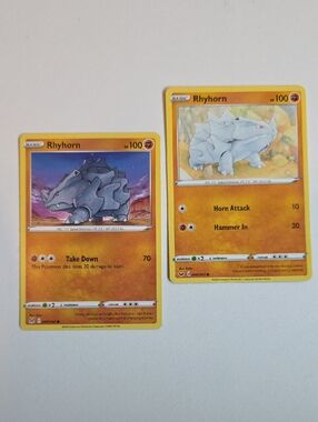 Pokemon Rhyhorn Trading Cards- Yellow and Gray